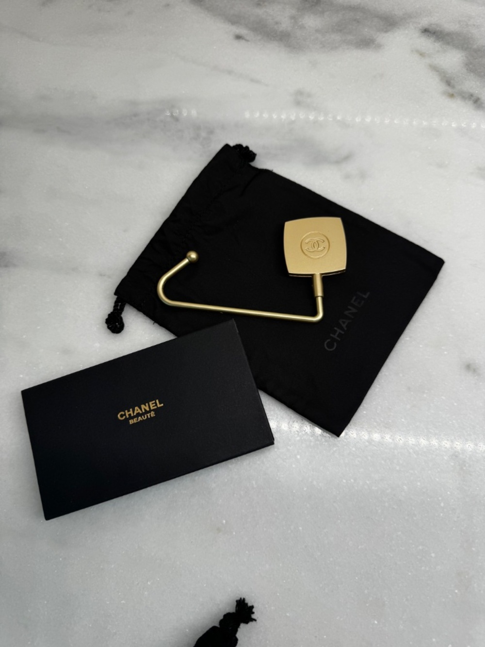 Chanel Beaute Purse Hook Table Hanger with Dust Bag